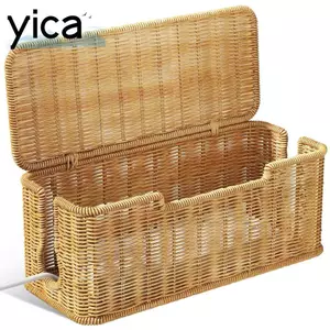 Hộp quản lý cáp YICA, có nắp đậy Hộp sắp xếp dây dệt tay, Ẩn dải nguồn và bộ định tuyến 2 khe mở Hộp lưu trữ Bàn làm việc