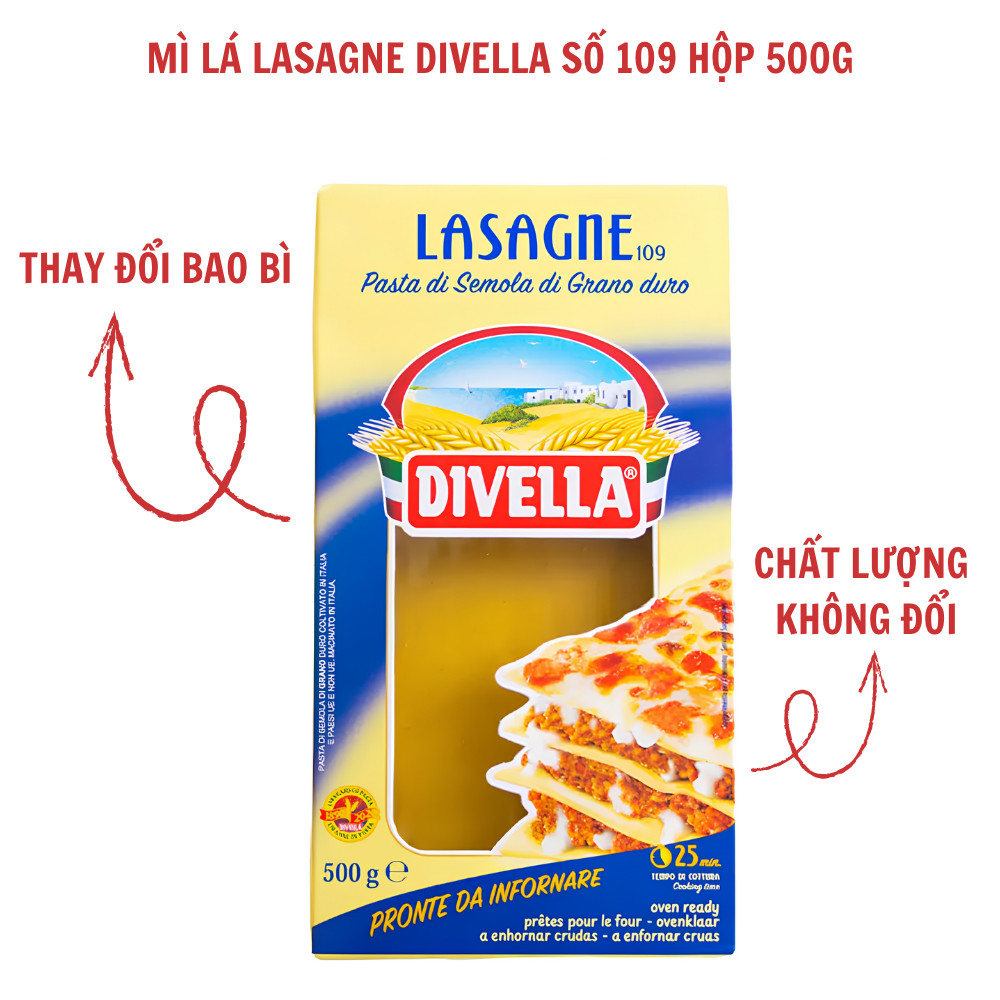 Mì Lá Lasagne Divella Số 109 Hộp 500g – Chuẩn Ý Cho Món Lasagna Đút Lò Đẳng Cấp