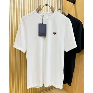 Chất Lượng Cao Phong Cách Mới 260-280 Sợi Đôi Vải Cotton Nguyên Chất Thời Trang Hợp Thời Trang Áo Thun Tay Ngắn Không Biên Giới Phần Cứng Tam Giác Logo