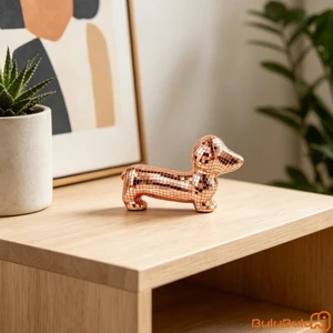 Tượng hình chó Disco Dachshund Trang trí gương sáng bóng Tượng chó con để trưng bày máy tính để bàn tại nhà cổ điển