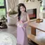 Váy phù hợp với bé gái (90-150) Hanfu Phong cách Trung Quốc mới Áo Vest hoa oải hương + Váy đuôi cá Satin