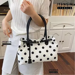 Túi Tote IFANSIN, Chấm Bi Có Khóa Thắt Lưng Túi Đeo Vai, Da PU Thời Trang Dung Tích Lớn Phong Cách Hàn Quốc Túi Nách Nữ