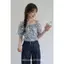 Áo thun ngắn tay hoa một vai Slim-Fit Xanh ngắn phong cách cao cấp