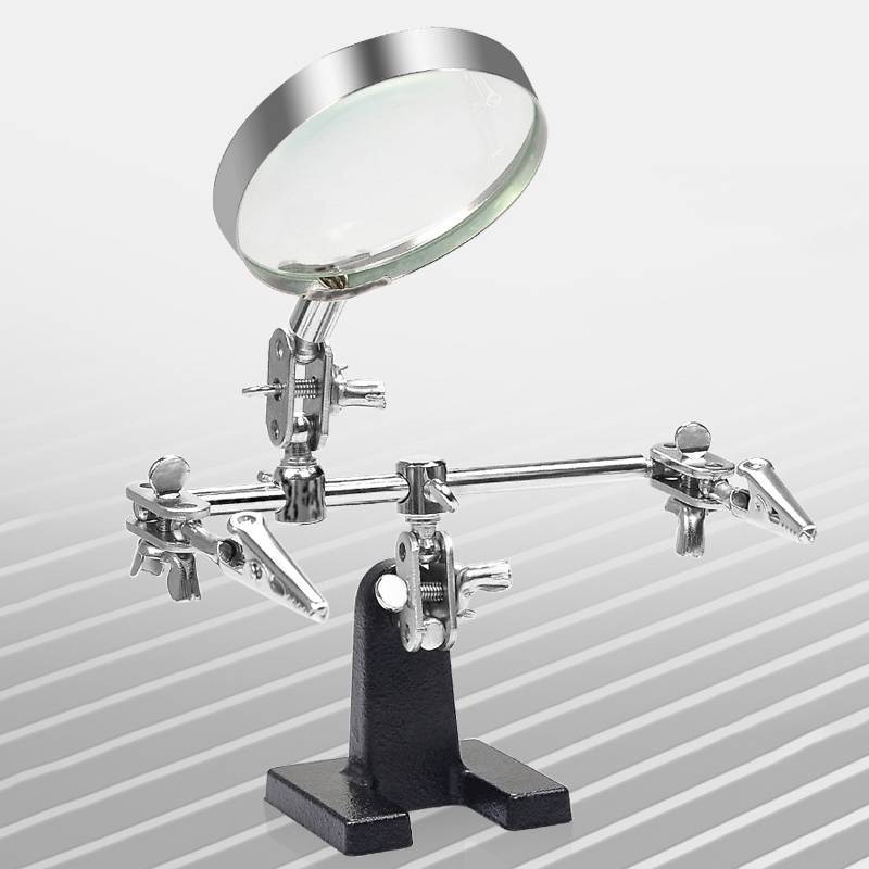 GOAY Giúp dụng cụ cầm tay thứ ba Giá đỡ hàn với kính lúp hàn 5X 2 Kẹp cá sấu Xoay 360 độ Công cụ sửa chữa Adju VN