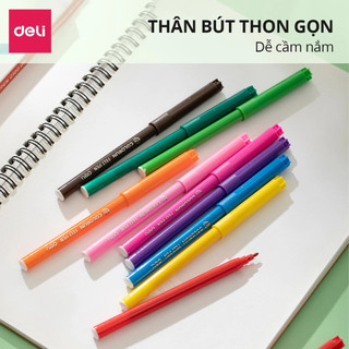 Bút Lông Màu Dạ Nước Fiber Pen Nét 1mm Deli - Màu Tươi Sáng, An Toàn, Không Tòe Ngòi, Tô Màu Vẽ