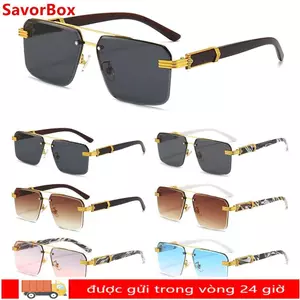Kính râm không vành SAVORBOX dành cho nam, Kính râm không khung vuông cổ điển, Kính mắt cắt ống kính UV400 2024 dành cho nữ