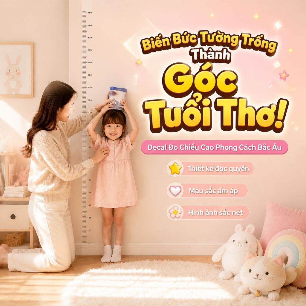 🔥Giá sốc🔥Dễ gỡ decal đo cao | Trong suốt sticker đo cao |Cho bé thước đo cao | decal trẻ | miếng 2m | sticker suốt