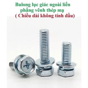 50 cái Bulong lục giác ngoài liền phẳng vênh M6 thép mạ M6