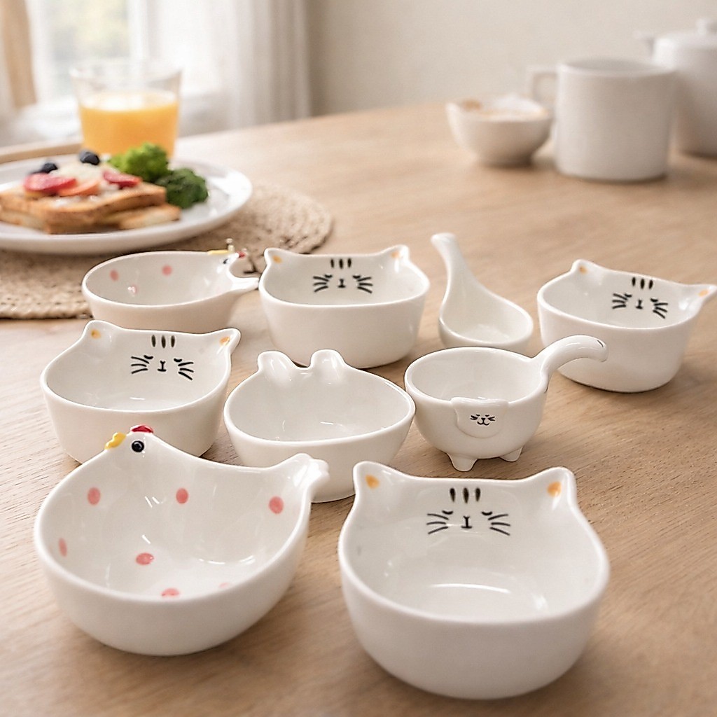 Đĩa Sứ Hình Con Vật Cute – Đĩa Đựng Gia Vị, Nước Chấm & Nước Sốt Hoạt Hình Dễ Thương