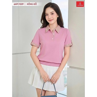 6APC10(Sẵn) Áo polo nữ CARDINA Chất thun Cotton phối kẻ Cao Cấp Áo Thun Cổ Bẻ Cộc Tay Mềm Mại Thoáng Mát