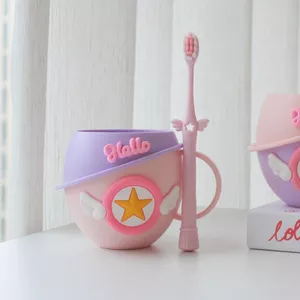 Cốc Nước súc Miệng Dễ Thương Sakura Rửa Cốc Sinh Viên Cô Gái Trái Tim Chải Bộ Cốc Magic Cây Đũa Phép Bàn Chải Đánh Răng Cốc 6.24