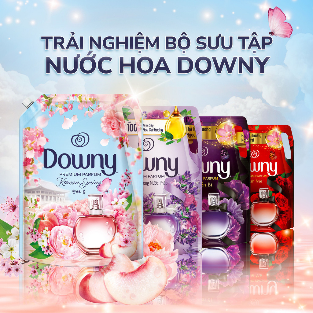 Downy Nước Xả Vải Hương Hoa & Trái Cây Xuân Hàn Quốc 100% Tinh Dầu Thiên Nhiên - 3L/túi