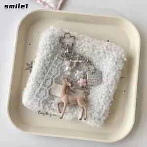 Móc khóa hươu SMILE, Charm điện thoại dài 11,5cm phong cách Hàn Quốc, Hạt DIY thủ công đa năng