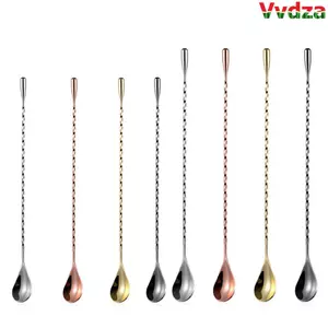 VVDZA Thìa Cocktail Xoắn Ốc Thép Không Gỉ Khuấy Đồ Dùng Nhà Bếp