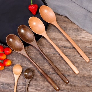 1 / 3 / 5 Chiếc Tay Cầm Dài Khuấy Nấu Ăn Thìa Gỗ / Món Tráng Miệng Cà Phê Uống Khuấy Thìa Trà Bộ Đồ Ăn