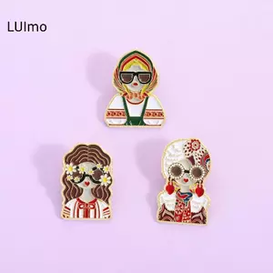 LUImo 3 / 4 Cá Tính Nga Làm Tổ Búp Bê Hình Thổ Cẩm Kẹp Sáng Tạo Hoạt Hình Kim Loại Trang Sức Phụ Kiện Huy Hiệu SBS