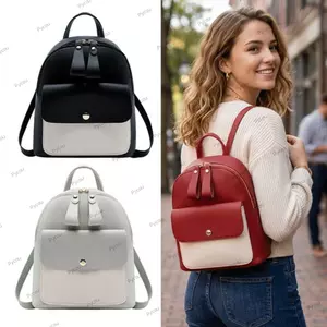 Ba lô nhỏ PYCOU, Túi đeo vai có dây kéo bằng da PU, Túi đi học Mini có thể điều chỉnh Lưu trữ du lịch