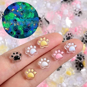 Glow In Dark Cat Paws Resin Nail Art - 50 Cái DIY Craft Decor