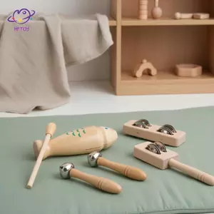 Bộ dụng cụ gõ gỗ hữu cơ HFTOY dành cho trẻ mới biết đi Phát triển kỹ năng sớm ~