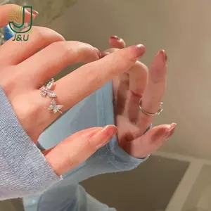 Mở Nhẫn Bướm Trang Trí Ánh Sáng Phổ Biến Phong Cách Sang Trọng Đôi Nhẫn Bướm Zirconia Nữ Dự Tiệc Quà Tặng Phụ Kiện Trang Sức