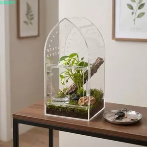 Hộp bò sát Acrylic QEARY, Terrarium nhện thông gió trong suốt, Khóa khóa vỏ thằn lằn Hộp đựng thức ăn bò sát chống thoát hiểm Jumping Spider Habitat