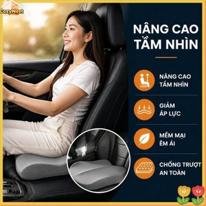 Đệm Lót Ghế Ô Tô Mút Nhớ Nâng Cao Chống Trượt Giảm Đau Lưng Hỗ Trợ Hông Ngồi Lâu Ghế Văn Phòng