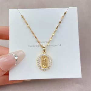 Châu Âu Mỹ Hip-Hop Vòng Cổ Thép Không Gỉ Dây Xích Đồng Mặt Dây Chuyền Kẻ Sọc Zircon Mặt Dây Chuyền Phụ Kiện Sống Neo Trang Sức 2026-6-26