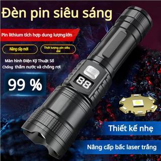 Đèn pin siêu sáng, bền lâu, đa chức năng với đèn báo nguồn, sạc USB, pin tích hợp chống nước.