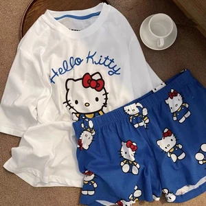 Bộ Đồ Ngủ hellokitty Dễ Thương Nữ Quần Short Tay Ngắn ins Phong Cách Plus Kích Thước Thường Ngày Một Mảnh Hàng Đầu