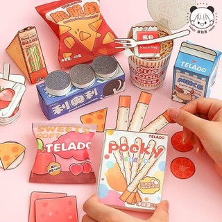 Giáo Dục Thực Phẩm Vui Nhộn 3D Ba Chiều Origami Sách Tự Làm Cửa Hàng Tiện Lợi ins Đồ Ăn Nhẹ Hàn Quốc Giáo Dục Origami Đồ Chơi Trẻ Em Quà Tặng HFM5