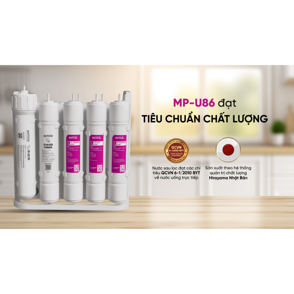Máy Lọc Nước Để Gầm Ion Kiềm Hydrogen MUTOSI MP-U86, Hàng Chính Hãng Bảo Hành 3 Năm