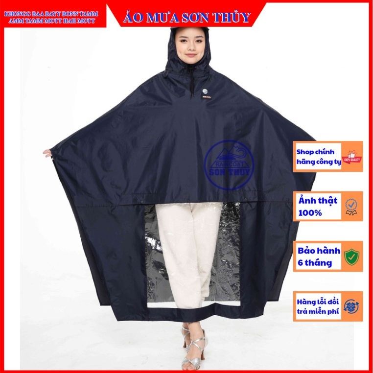 Áo mưa choàng K22- 1 MŨ Sơn Thủy - áo mưa vải dù siêu cao cấp, trượt nước cực tốt K22 aomuasonthuyn
