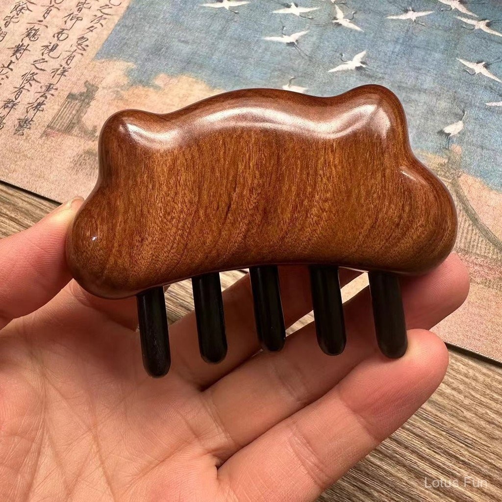 Gỗ Đàn Hương Sừng Đen Massage Lược Dễ Thương Mèo Con Đầu Tai Kinh Tuyến Bàn Chải Toàn Thân Máy Mát Xa Móng Vuốt Tự Nhiên Lược Làm Dày Toàn Bộ Sản Xuất Gỗ