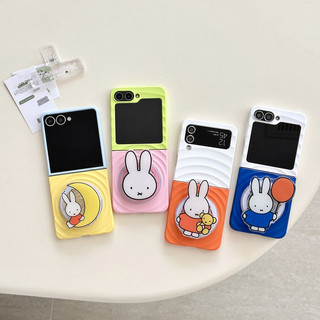 Ốp điện thoại gấp cho Samsung Galaxy Z Flip7 Flip6 Flip5 Flip4 Flip3 Boyang Thiết kế tương phản tối giản Miffy Rabbit khung từ tính Vỏ điện thoại tpu cứng