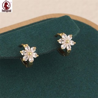 Bông Tai Hoa Zircon Mạ Vàng 18K - Phù Hợp Da Nhạy Cảm