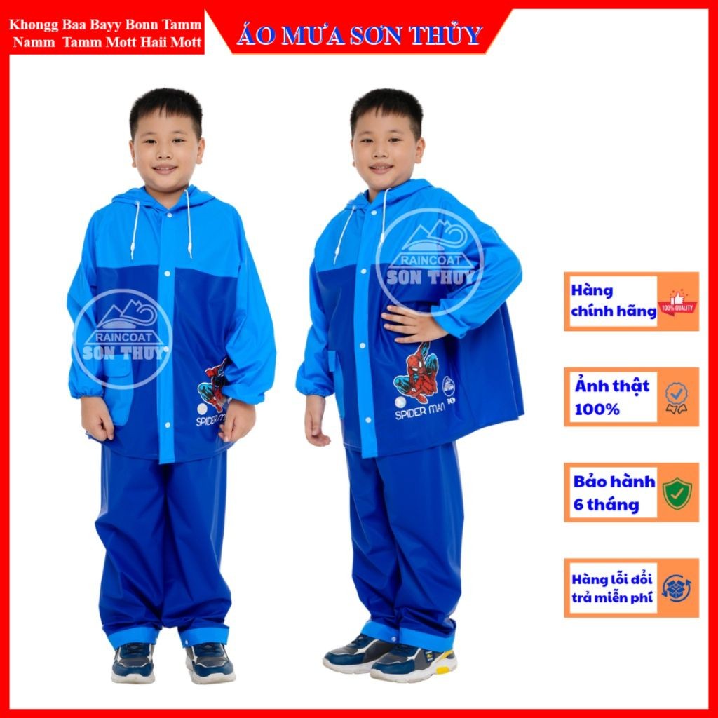 Áo mưa bộ trẻ em Sơn Thủy có lưng che cặp sách, bộ áo mưa dễ thương bằng PVC cao cấp an toàn cho bé aomuasonthuyhn