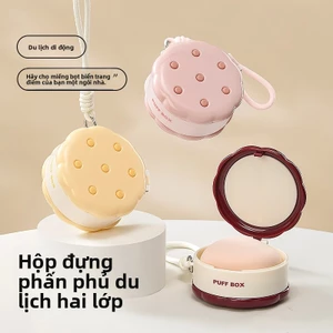 Hộp Bảo Quản Puff Hai Lớp Giá Trị Cao Di Động Nhẹ Trang Sức Bông Tai Tai Tai Lưu Trữ Dụng Cụ Tiện Dụng