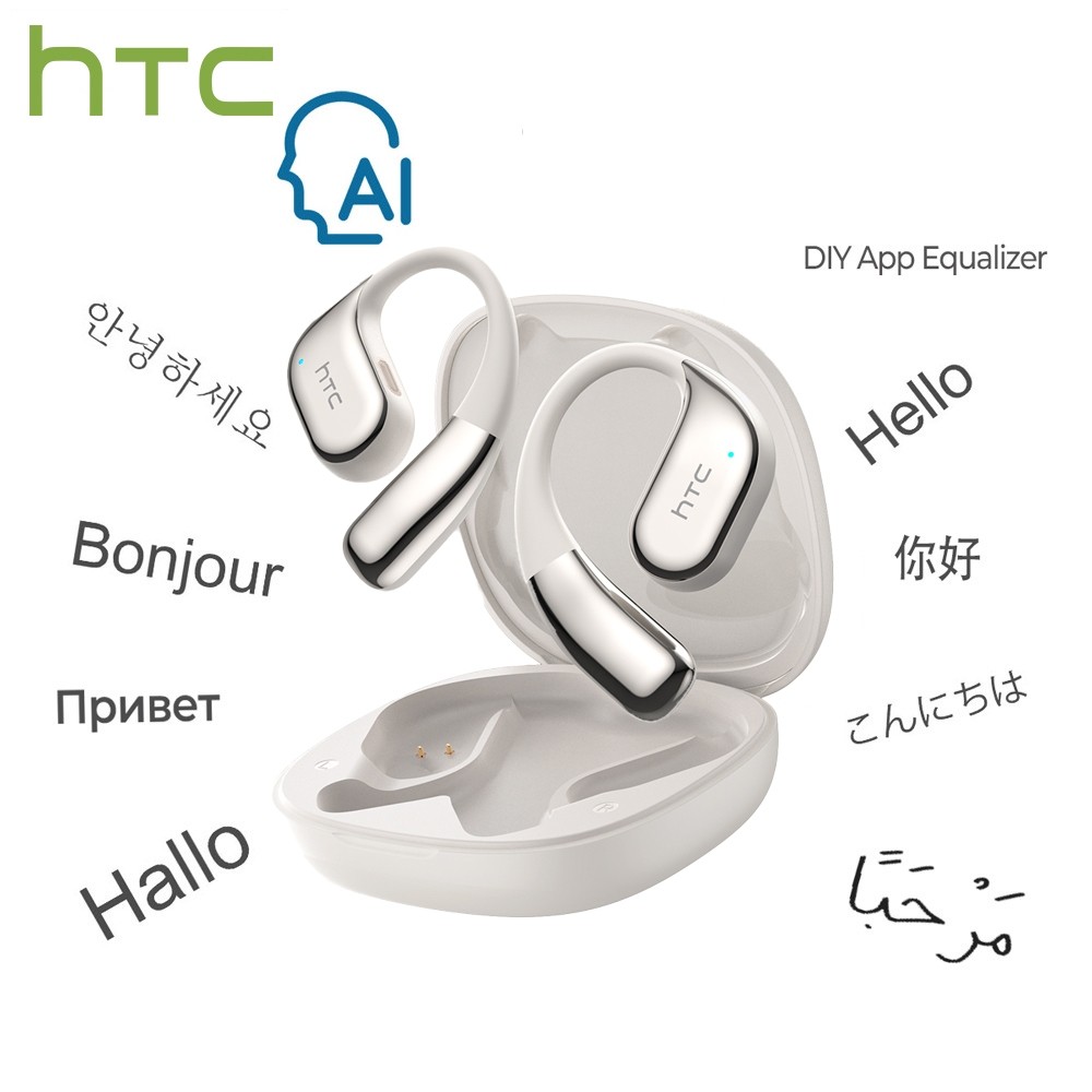Product image Tai nghe dịch HTC NE39 OWS Hỗ trợ dịch đa ngôn ngữ AI Bluetooth 6.0 Chống nước IPX5 True HIFI Giảm tiếng ồn Âm thanh Cuộc gọi HD Bạc - AI