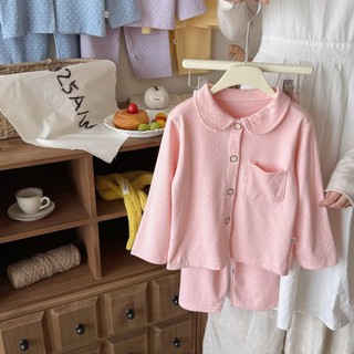 Bộ Đồ Ngủ Trẻ Em Cho Bé Dài Tay Hai Mảnh Ve Áo Phù Hợp Với Bé Gái Cardigan Dễ Thương Loungewear