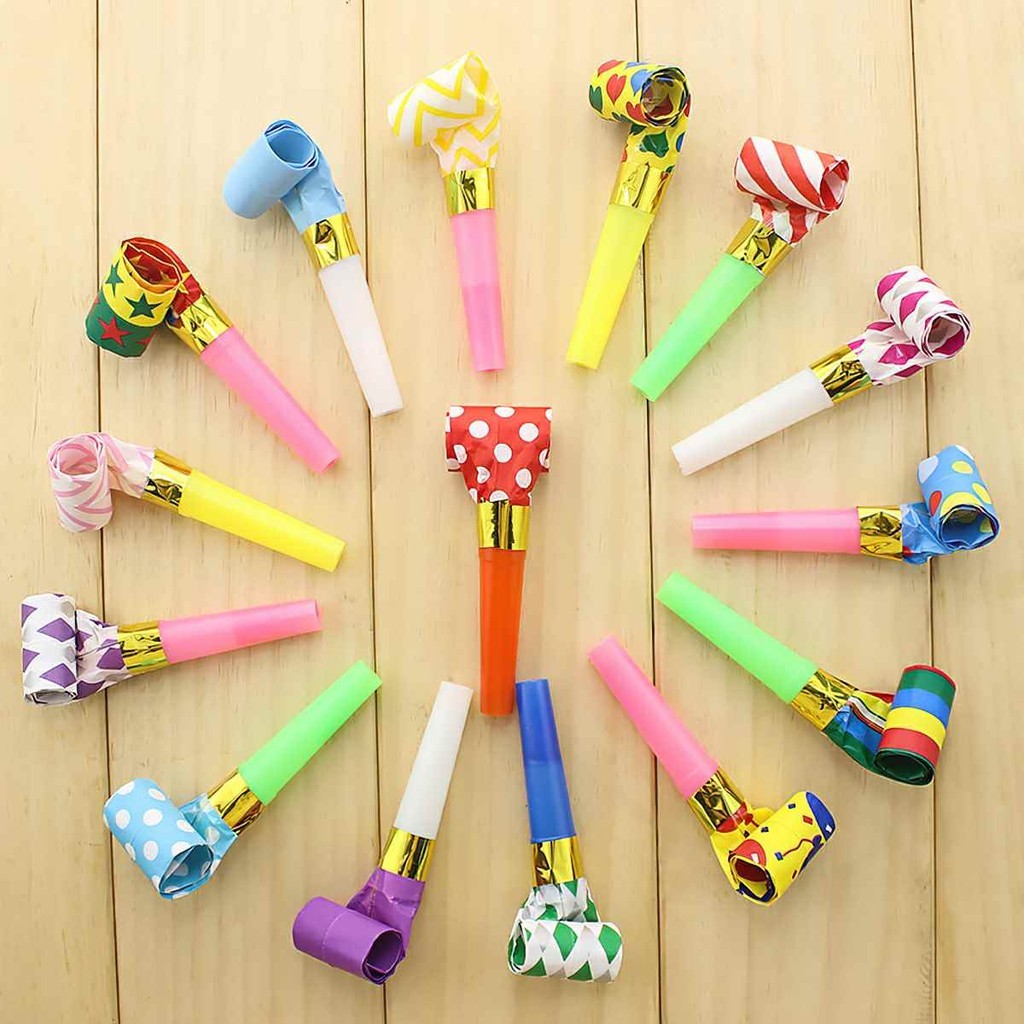Set 10 Kèn lưỡi tò te cho bé vui chơi sinh nhật happy birthday lễ hội, trang trí tiệc nhiều màu sắc