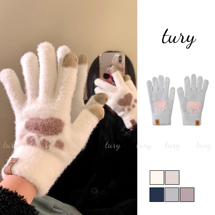 Găng tay len Nam Nữ Unisex - Tury - Bao tay len giữ ấm cảm ứng màn hình điện phối chân mèo dễ thương - GT005