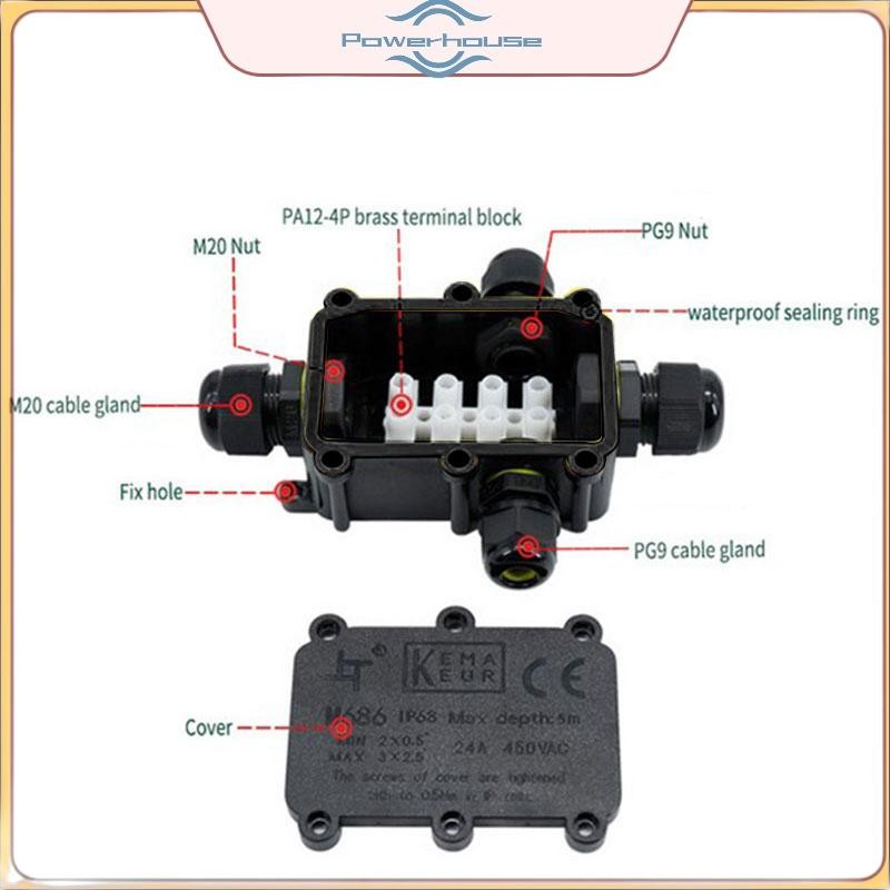 Hộp nối ngoài trời POWER Hộp nối cáp điện IP66 chống nước 2 3 chiều.