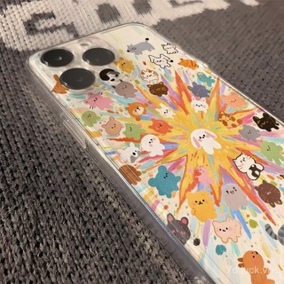 Ốp điện thoại trong suốt hình động vật nhỏ hoạt hình dễ thương Puppy Big Bang Thích hợp cho iPhone 17promax 16pro 15 14promax 13pro 17pro 16plus 15pro 14 8plus Vỏ điện thoại chống sốc chống mồ hôi