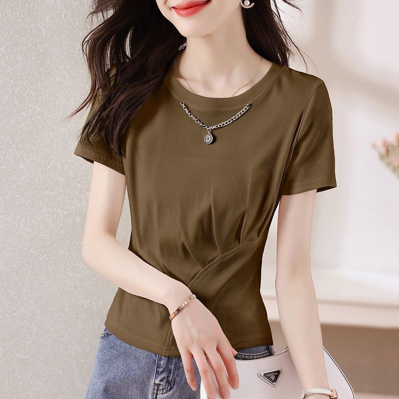 Áo thun ngắn tay nữ, thời trang mới mùa hè, thiết kế đơn giản và thoải mái