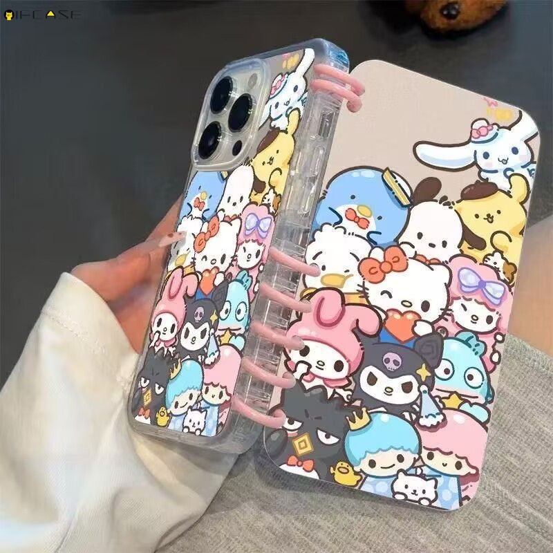 Sổ Tay Thiết Kế Sách Dành Cho Samsung Galaxy S25 S24 S23 Ultra Ốp lưng Sách Gấu Bơ Hello Kitty Cinnamoroll Hoạt Hình Dễ Thương Lật Vỏ Mềm Ốp Lưng
