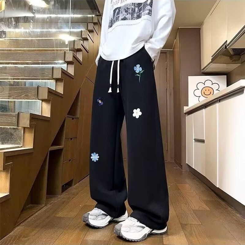 VG Quần Jean Unisex Thêu Họa Tiết 3D Phong Cách Retro Hàng Ngày