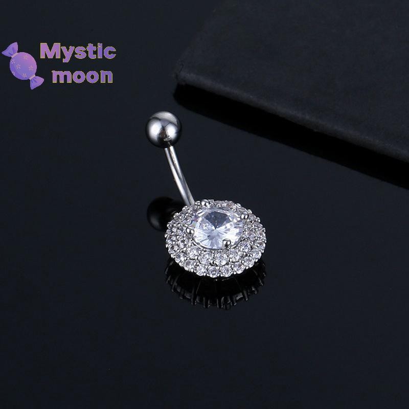 Nhẫn rốn pierce hoa zircon bằng thép không gỉ - Kích cỡ 60-100mm (Mới)