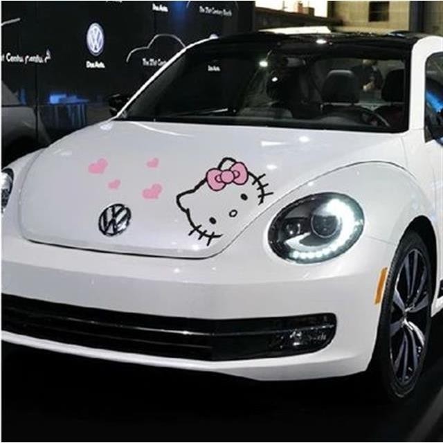 Hello kitty Xe Miếng Dán Hoạt Hình Dễ Thương Vòng Hoa Mặt Trước Thân Miếng Dán Trang Trí Xe Hơi Chống Thấm Nước
