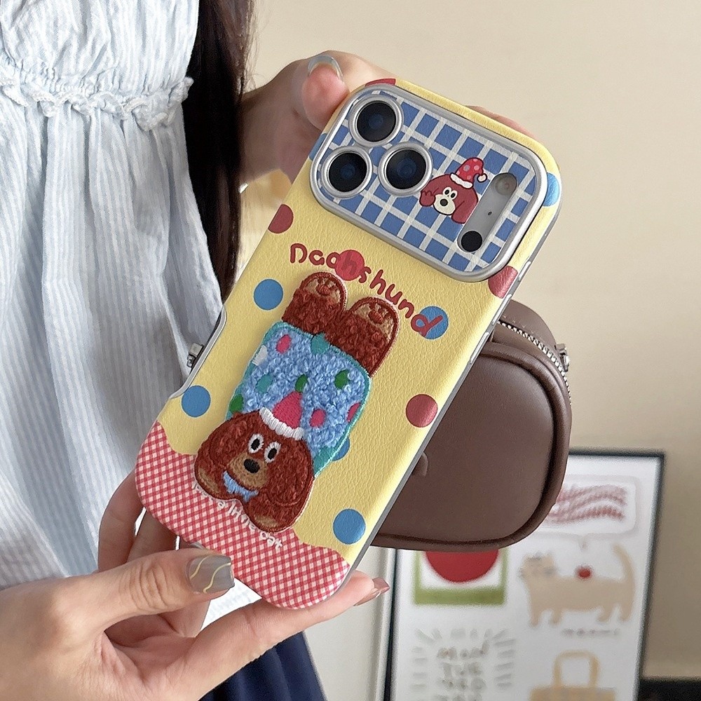 3D Thêu Mèo Chó Da Đệm Không Khí Ốp Lưng Điện Thoại iPhone 17 Pro Max 17 Air 16 Plus 15 14 13 12 11 Vỏ Bảo Vệ Chống Sốc