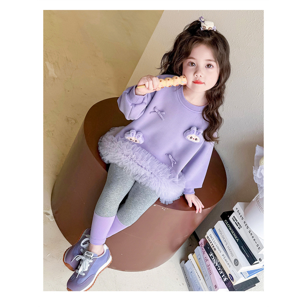​Bộ đồ váy ren bé gái Phong cách mùa xuân thu Ba chiều Trang trí Bộ đồ hai mảnh Kích thước 90-140​ ZOAZ